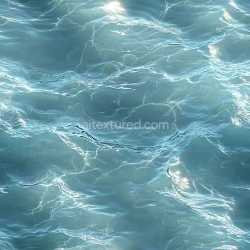 Seamless 3D PBR Texture of Realistic Shallow Ocean Water with Gentle Waves and Sun Highlights