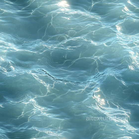 Realistic Shallow Ocean Water Seamless Texture with Gentle Waves and Sun Highlights Water texture preview