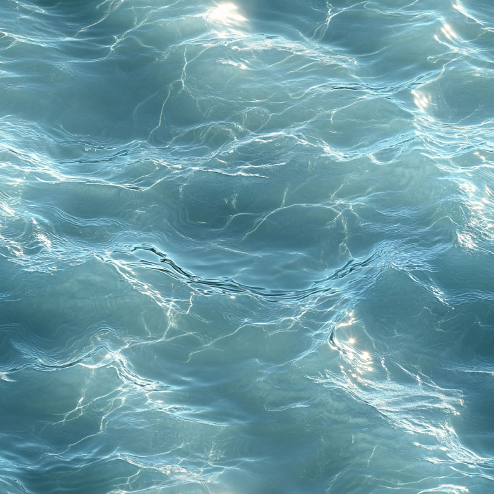 Realistic Shallow Ocean Water with Gentle Waves and Sun Highlights seamless PBR texture preview