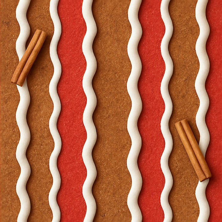 Festive Stripes Gingerbread Icing Cinnamon Sticks Nutmeg Powder Pine Sc… seamless PBR texture preview