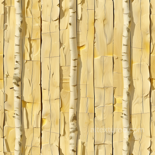 Birch Wood Planks Texture with Natural Grain and Bark Details seamless Wood PBR texture