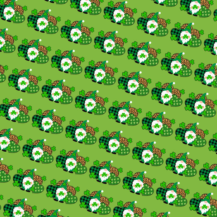Featuring St Patrick Gnomes and Shamrock Pattern seamless PBR texture preview