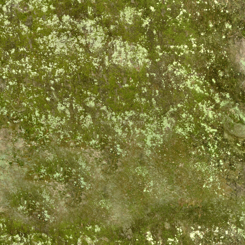 Seamless PBR rock texture with mossy surface detail