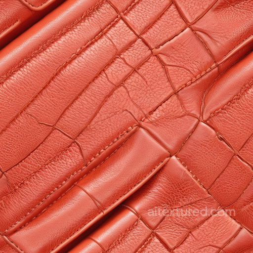 Stitched Glossy Orange Patched Leather Texture With Detailed Grain And Creases seamless Leather PBR texture