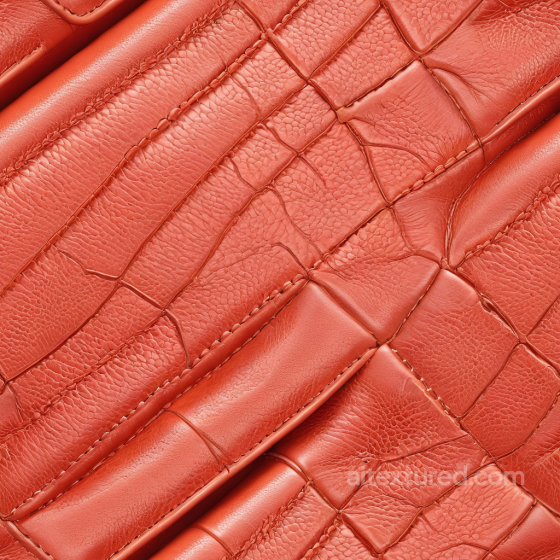 Stitched Glossy Orange Patched Leather Texture With Detailed Grain And Creases Leather texture preview
