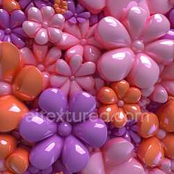 seamless Seamless 3D Inflated PBR Texture Featuring Puffy Glossy Vinyl Flower Panels in Bright Colors texture 8k free download PBR