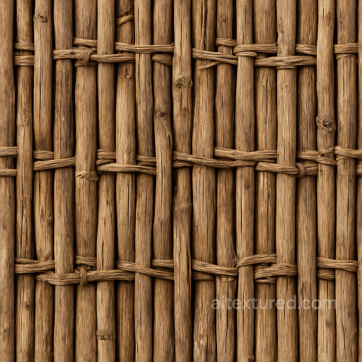 Seamless 8K 3D Texture PBR Bamboo Fence With Woven Wood Pattern And Natural Knots In Dry… seamless Fences PBR texture