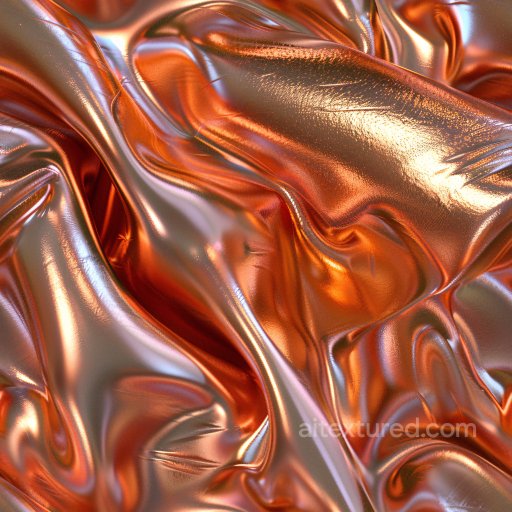 Seamless 3D PBR Texture of Orange Glossy Wrinkled Fabric with Reflective Shine texture preview