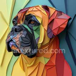 seamless Seamless 3D PBR Texture of Colorful Origami Style Bullmastiff Face texture 8k free download PBR
