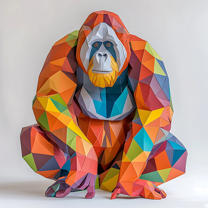 Animal of Colorful Geometric Bornean Orangutan Fur Pattern seamless PBR texture preview