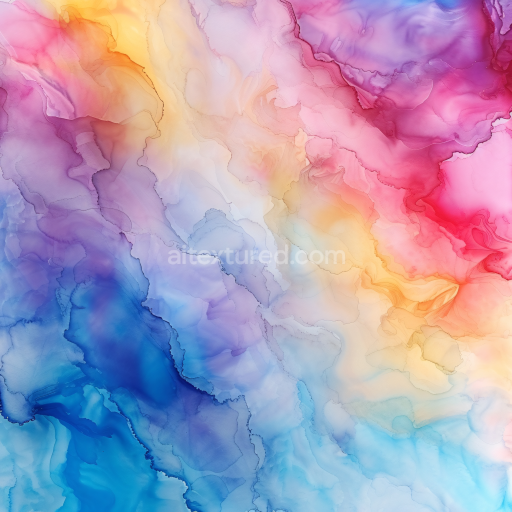 Seamless 3D Alcohol Ink PBR Texture Featuring Pastel Multicolor Fluid Flow