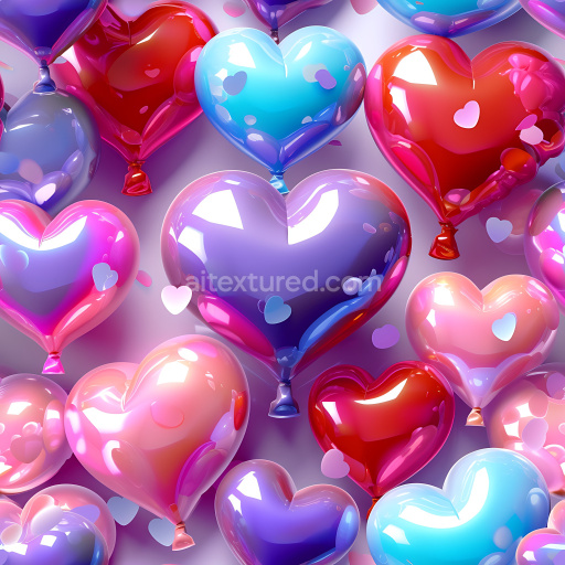 Seamless 3D PBR Inflated Heart-Shaped Balloon Texture in Glossy Finish