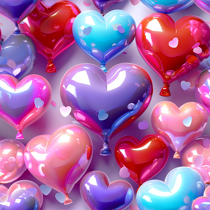 Inflated Heart-Shaped Balloon in Glossy Finish seamless PBR texture preview