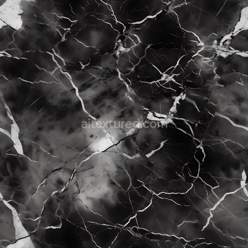 Seamless 3D Black and White Marble PBR Texture with Bold Veins