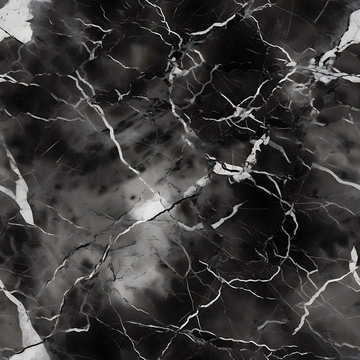 Black and White Marble with Bold Veins seamless PBR texture preview