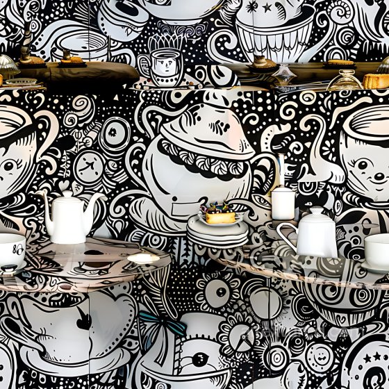 Graffiti Texture Featuring Black and White Cup & Teapot Illustrations Graffiti texture preview