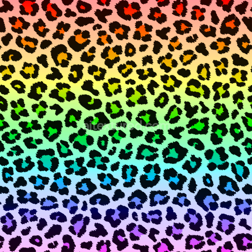 Seamless 3D PBR texture of vibrant rainbow gradient leopard print pattern