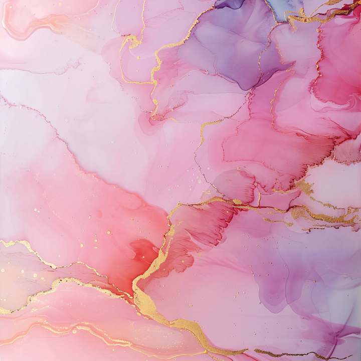 Alcohol Ink with Pink & Purple Swirls and Gold Veins seamless PBR texture preview