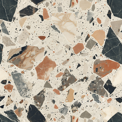 Terrazzo Stone PBR Texture Featuring Multicolored Rock Fragments seamless Stone PBR texture