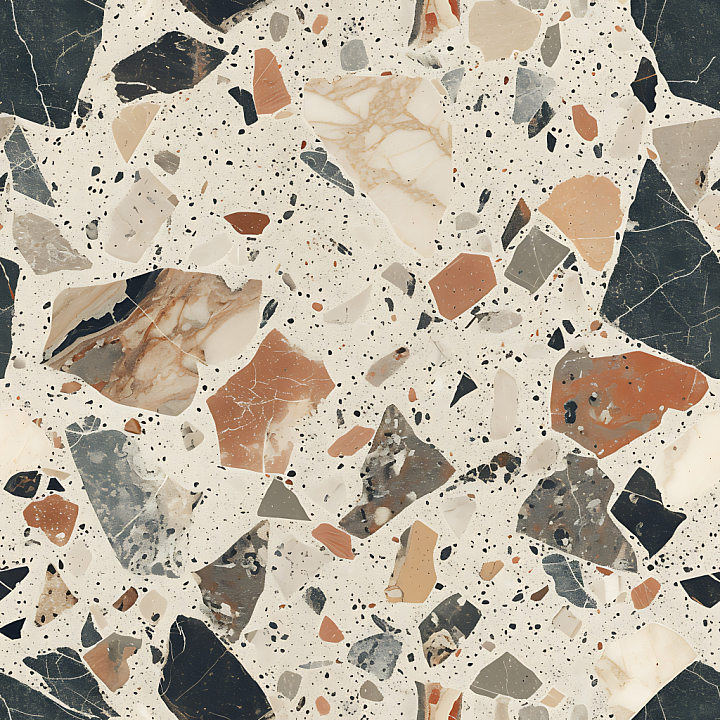 Terrazzo Stone Featuring Multicolored Rock Fragments seamless PBR texture preview