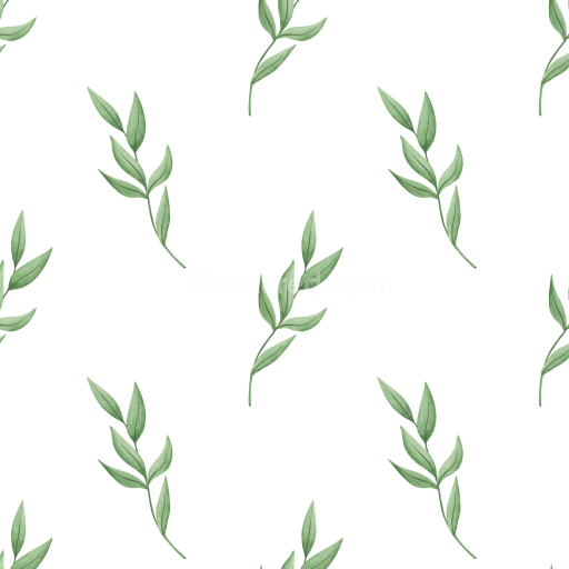 Seamless 3D PBR Texture of Soft Watercolor Greenery Leaves on White