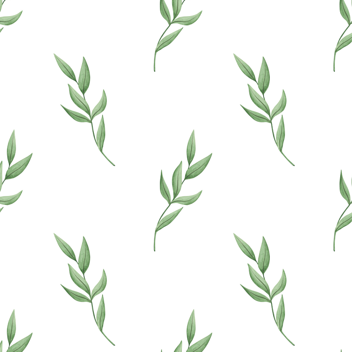 Soft Watercolor Greenery Leaves on White seamless PBR texture preview