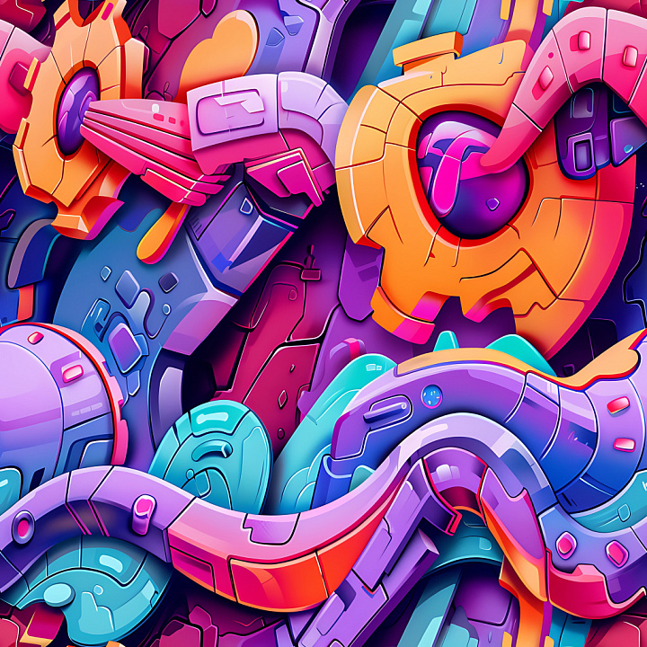 with Vibrant Geo-Abstract Colorful Graffiti Design seamless PBR texture preview