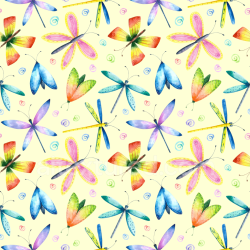 seamless Seamless 3D PBR Texture Featuring Vibrant Watercolor Dragonfly Pattern texture 8k free download PBR