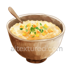 seamless Watercolor Sorghum Porridge Breakfast Bowl with Herbs and Cubes texture 8k free download PBR