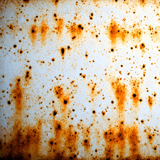 Seamless 3D Rusty Metal PBR Texture Featuring Orange Corrosion and Dark Pits