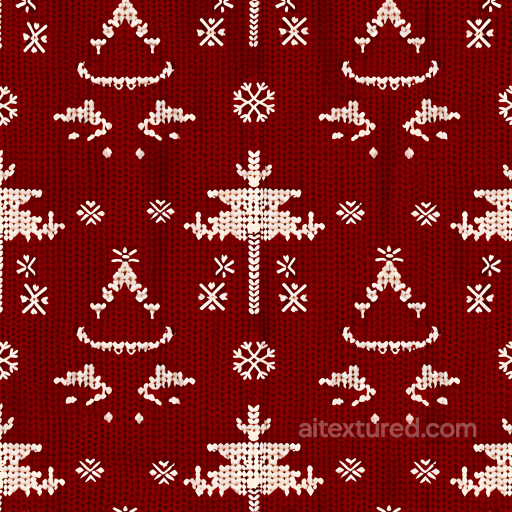 Red Knitted Christmas Sweater Texture with White Nordic Pattern seamless All Christmas Digital paper PBR texture