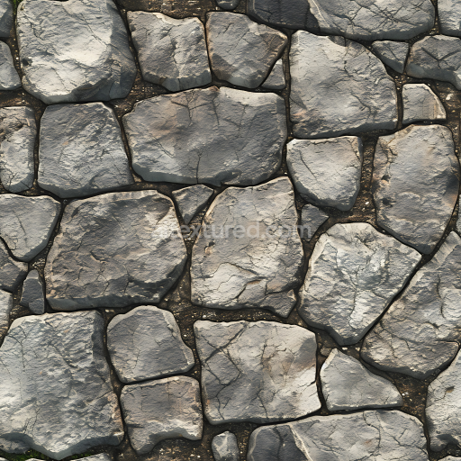 Seamless 3D Weathered Stone Wall PBR Texture with Cracked Grey Stones