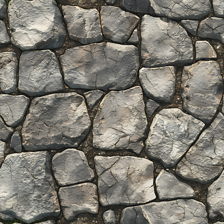 Weathered Stone Wall with Cracked gray Stones seamless PBR texture preview