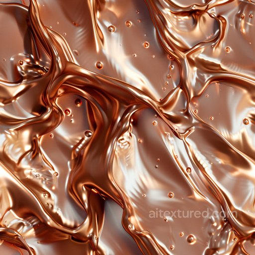 Seamless 3D PBR Texture of Glossy Liquid Copper with Fluid Folds and Droplets texture preview
