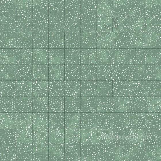 Green Terrazzo Tile Texture with Black and White Flakes | Free PBR Marble texture preview