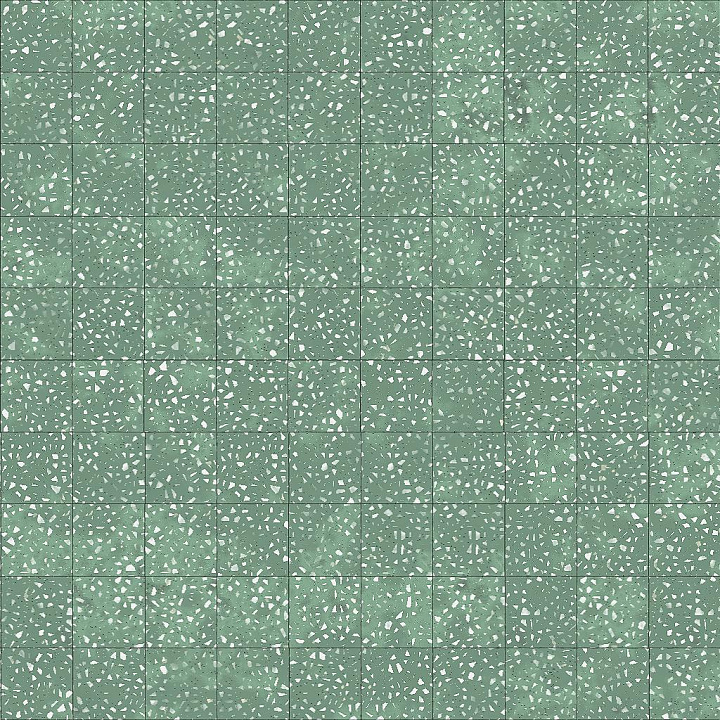 Green Terrazzo Tile with Black and White Flakes seamless PBR texture preview