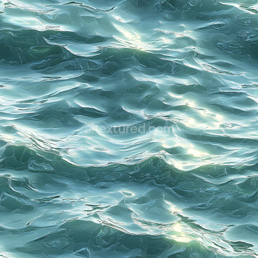 Seamless 3D Realistic Ocean Surface Water PBR Texture with Gentle Sunlit Waves