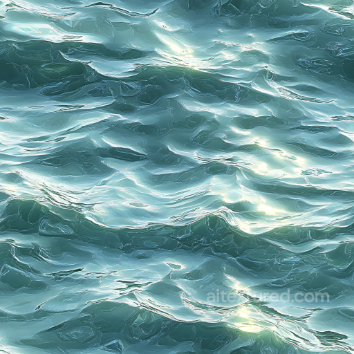 Realistic Ocean Surface Water PBR Texture with Gentle Sunlit Waves seamless Water PBR texture