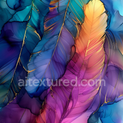 seamless Seamless 3D Alcohol Ink PBR Texture Featuring Vibrant Feathered Swirls & Gold Veins texture 8k free download PBR