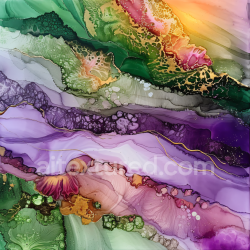 seamless Seamless 3D Alcohol Ink PBR Texture Featuring Purple, Green, and Gold Veins with Fluid Marbling texture 8k free download PBR