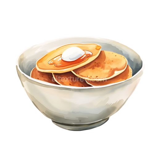 Breakfast Bowl with Spelt Pancakes and Butter Illustration