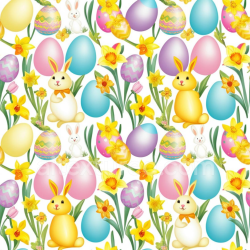 seamless Seamless 3D PBR Texture of Easter Bunnies, Painted Eggs, and Daffodils texture 8k free download PBR