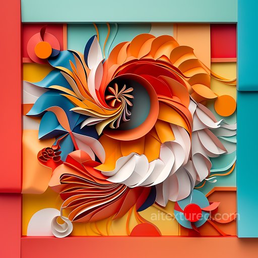 Seamless 3D PBR Texture of Origami-Inspired Multicolor Animal Shape with Layered Paper Fo… texture preview