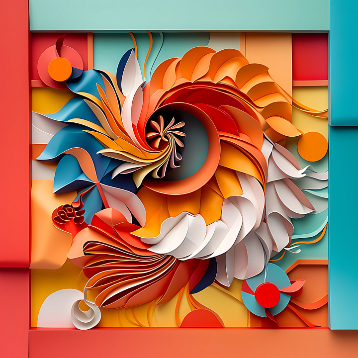 Origami-Inspired Multicolor Animal Shape with Layered Paper Folds seamless PBR texture preview