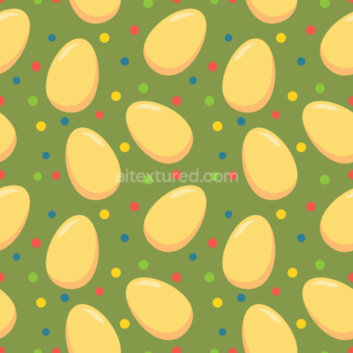 Seamless 3D PBR Texture of Yellow Easter Eggs on Green Paper