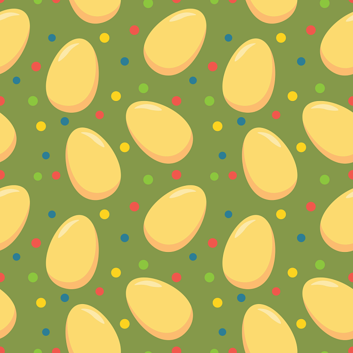All Easter Digital paper of Yellow Easter Eggs on Green Paper seamless PBR texture preview