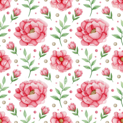 seamless Seamless 3D PBR Texture of Pink Flower Pattern on White Background with Leaves texture 8k free download PBR