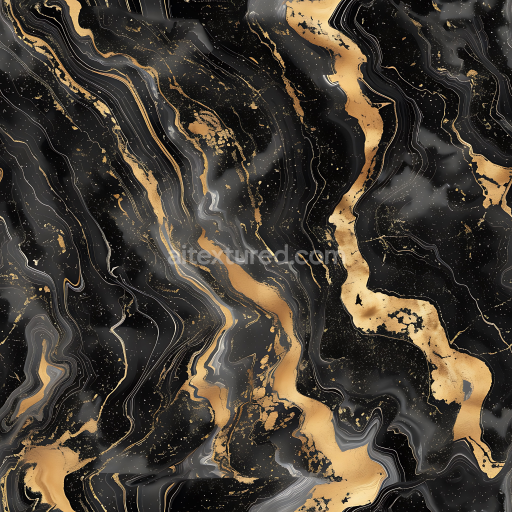 Seamless 3D Black Marble PBR Texture Featuring Gold Vein Fusion