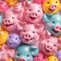 seamless Seamless 3D Inflated PBR Texture of Colorful Piggy Balloon Faces texture 8k free download PBR