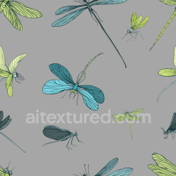 seamless Seamless 3D PBR Dragonfly Texture with Blue and Green Insect Illustrations texture 8k free download PBR